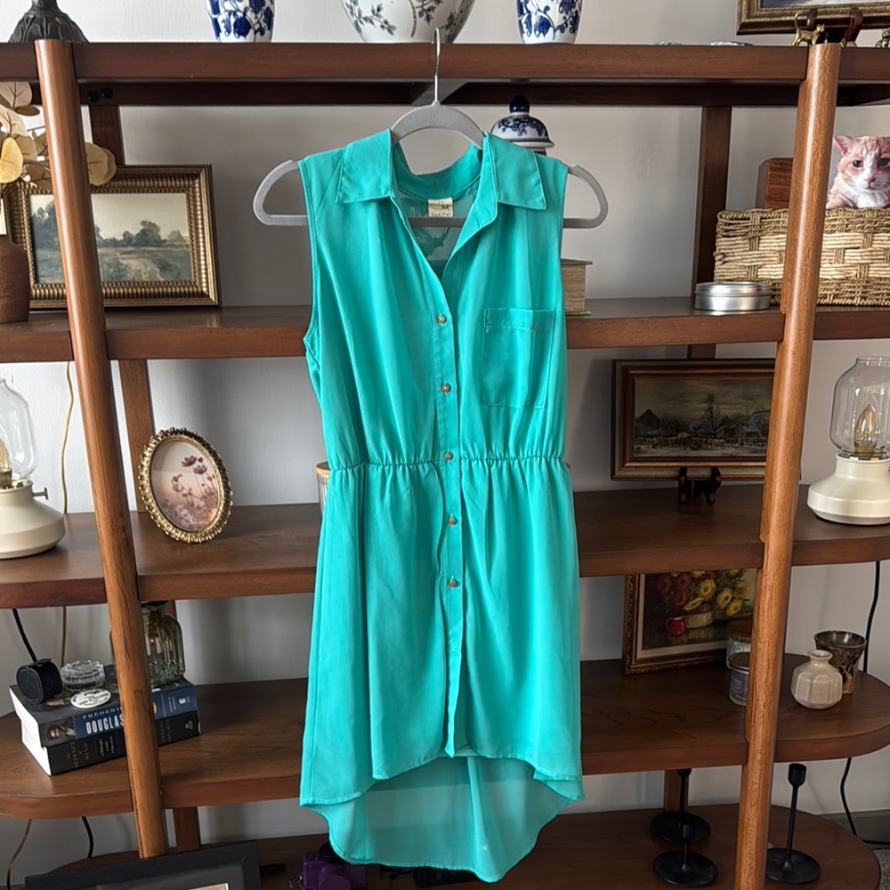 Forever 21 Blue Green Sleeveless High Low Dress